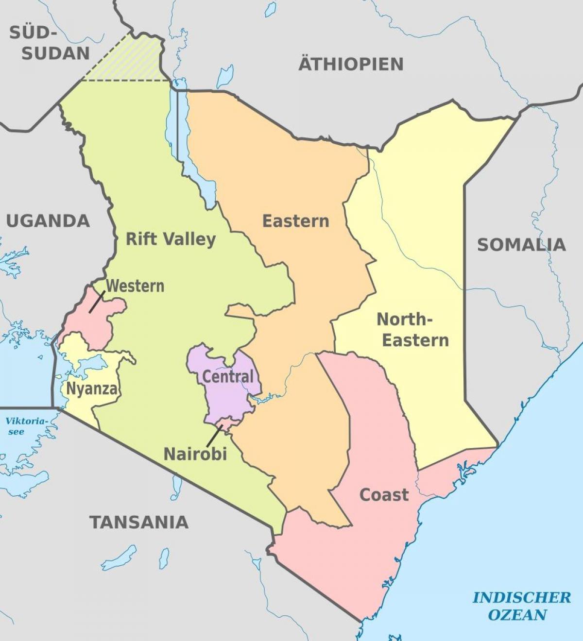Kenya administrative kort