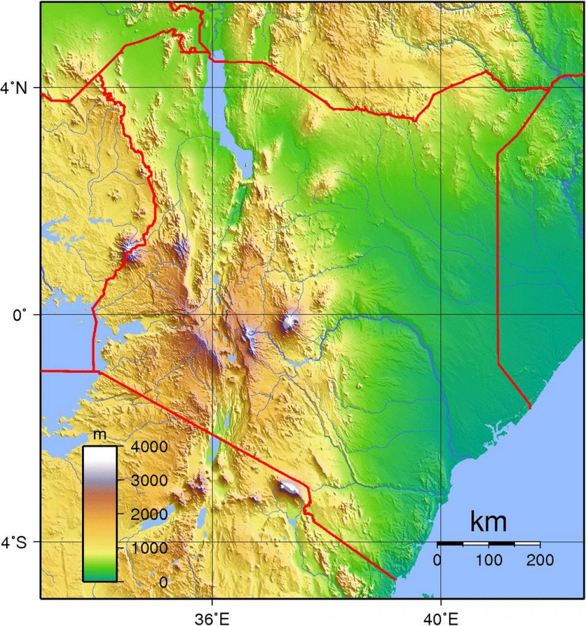Kenya elevation kort