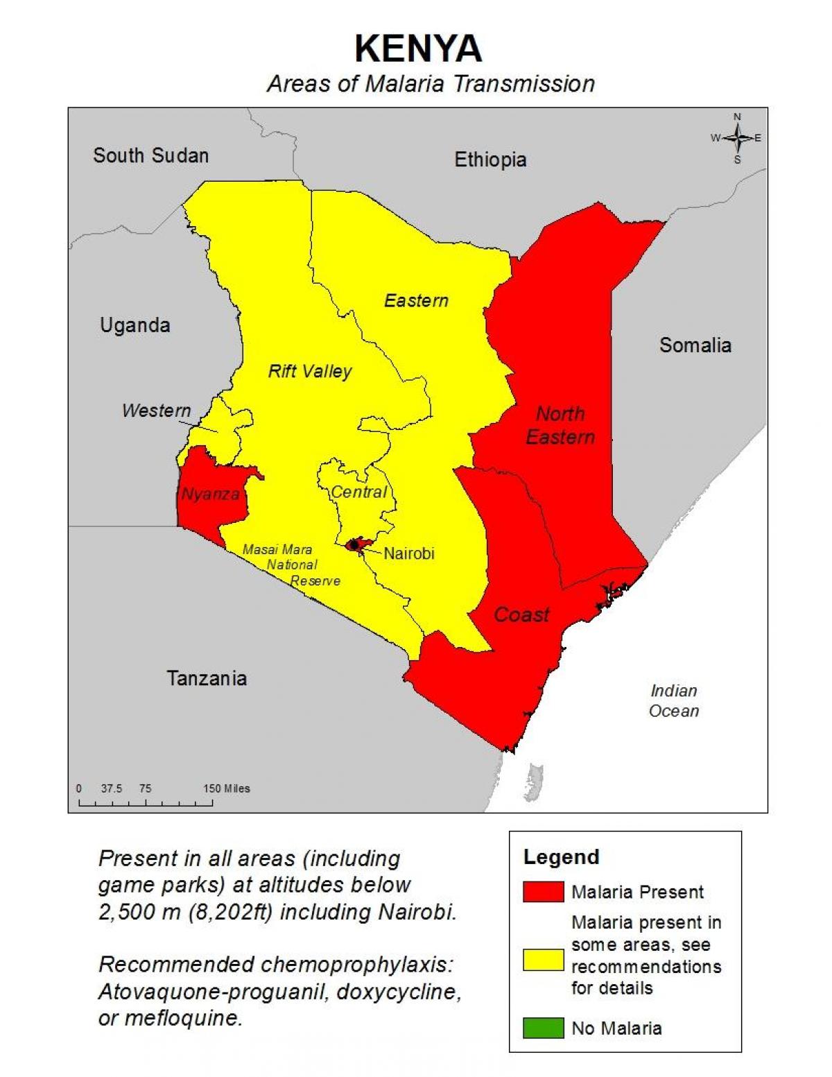 kort over Kenya malaria