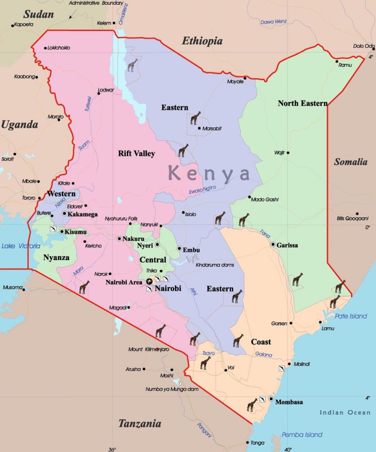 kort over Kenya sprog