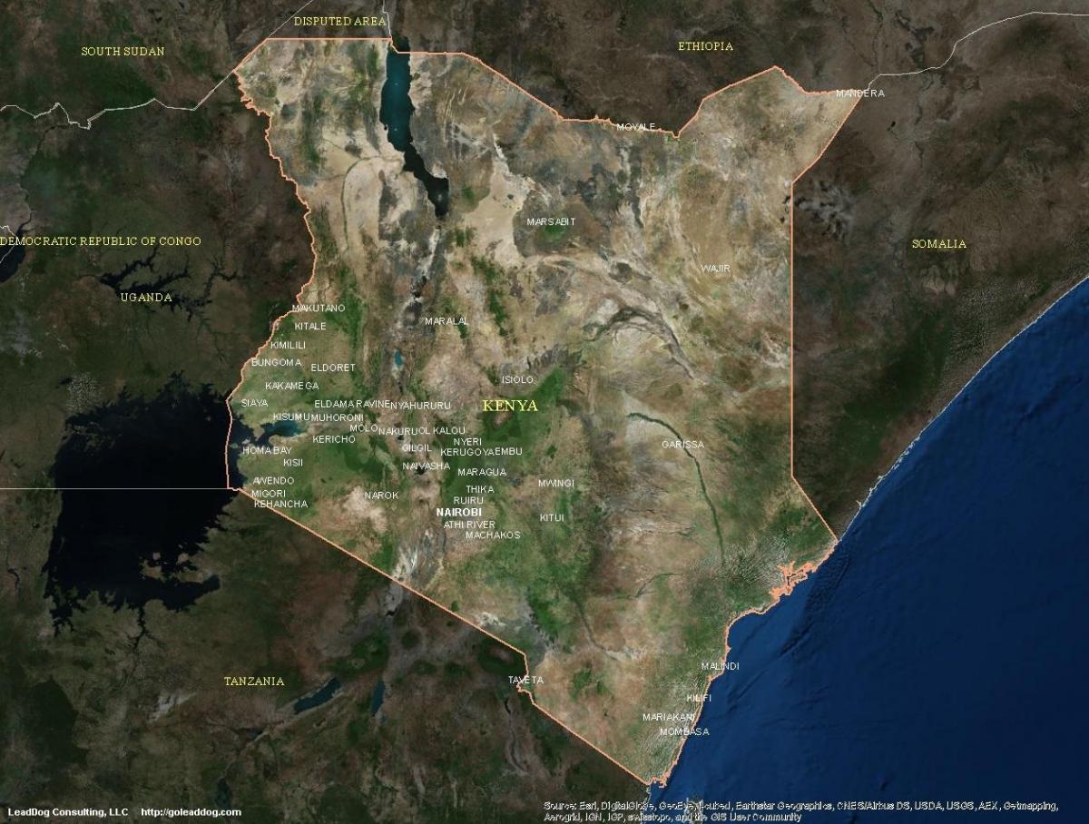kort over satellit-kort i Kenya