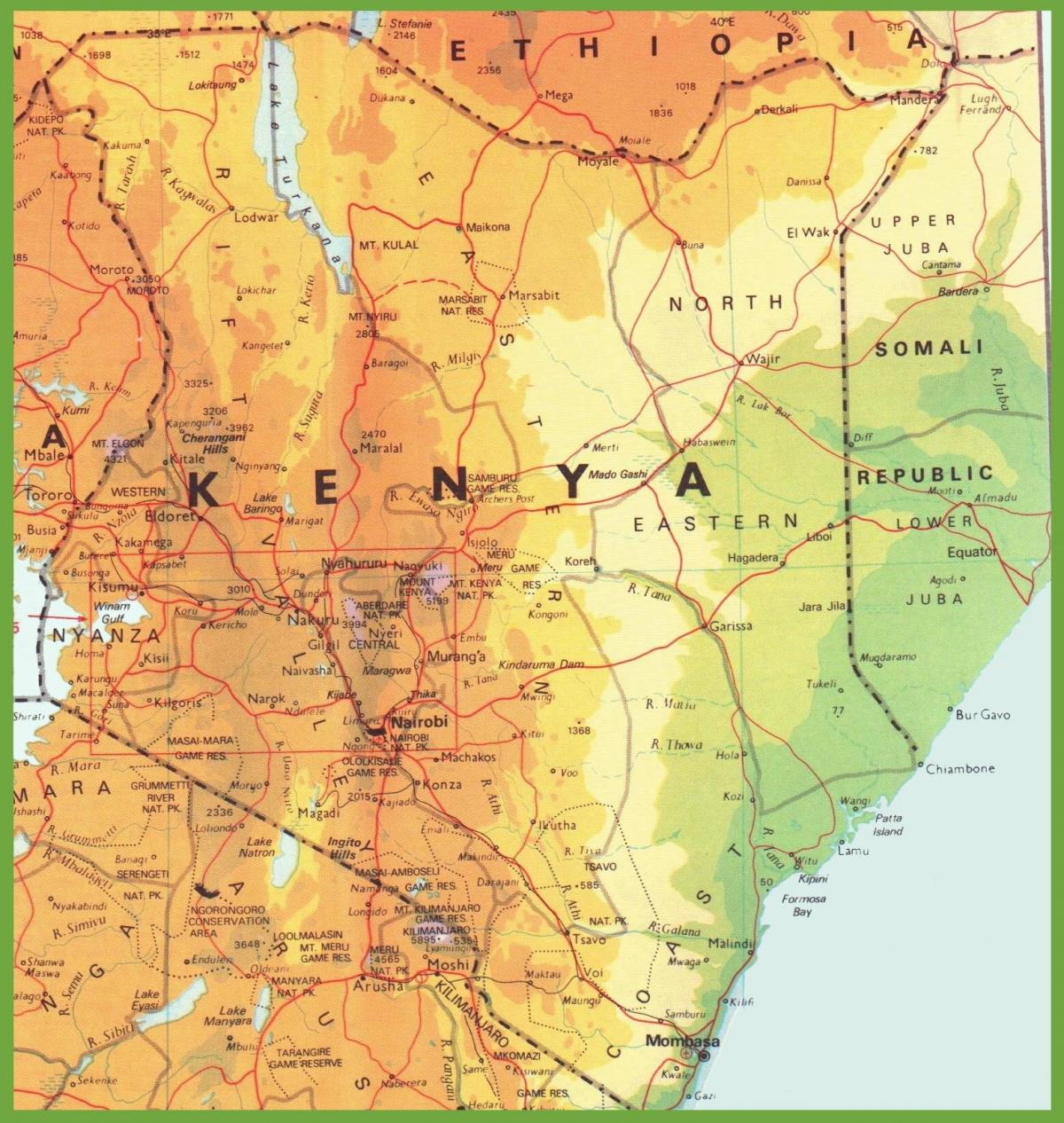 Kenya vejnet kort