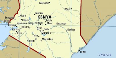 Kort over Kenya med byer