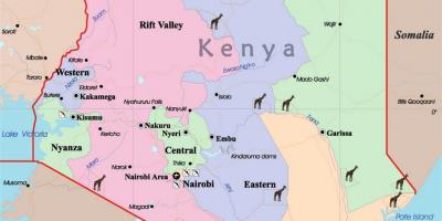 Et kort over Kenya