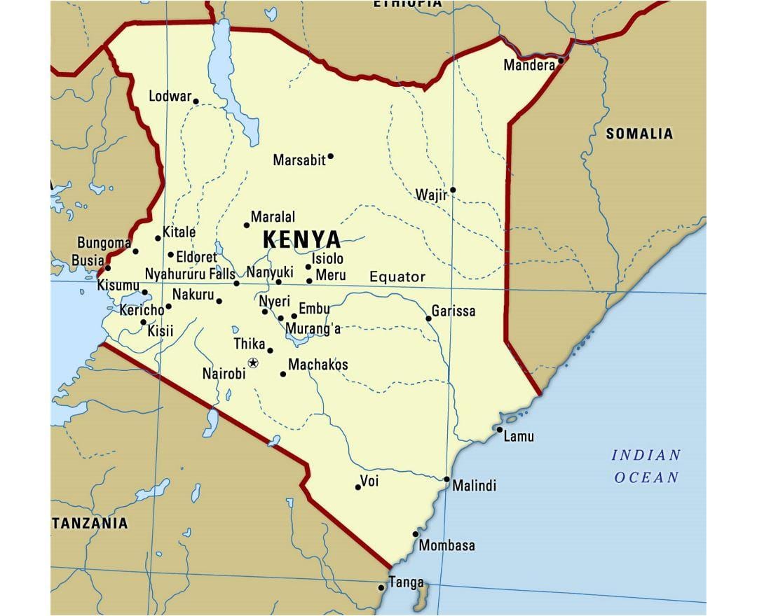 ækvator i Kenya kort
