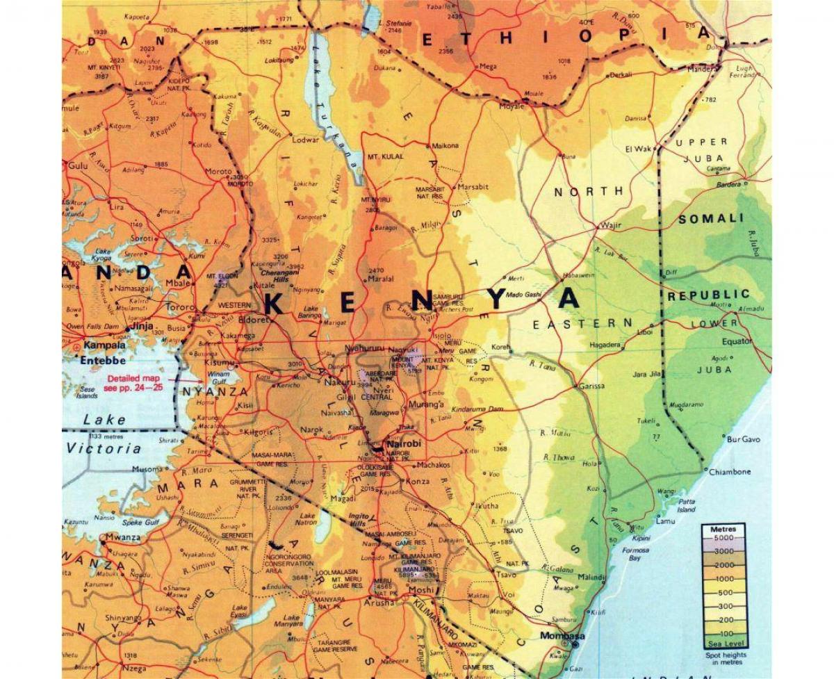 Kenya geografiske kort