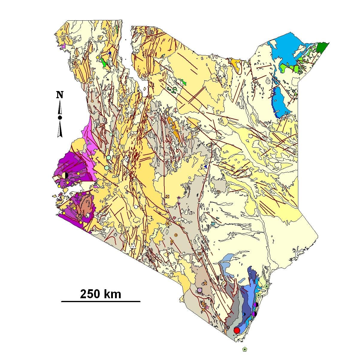 kort over Kenya mineralske ressourcer