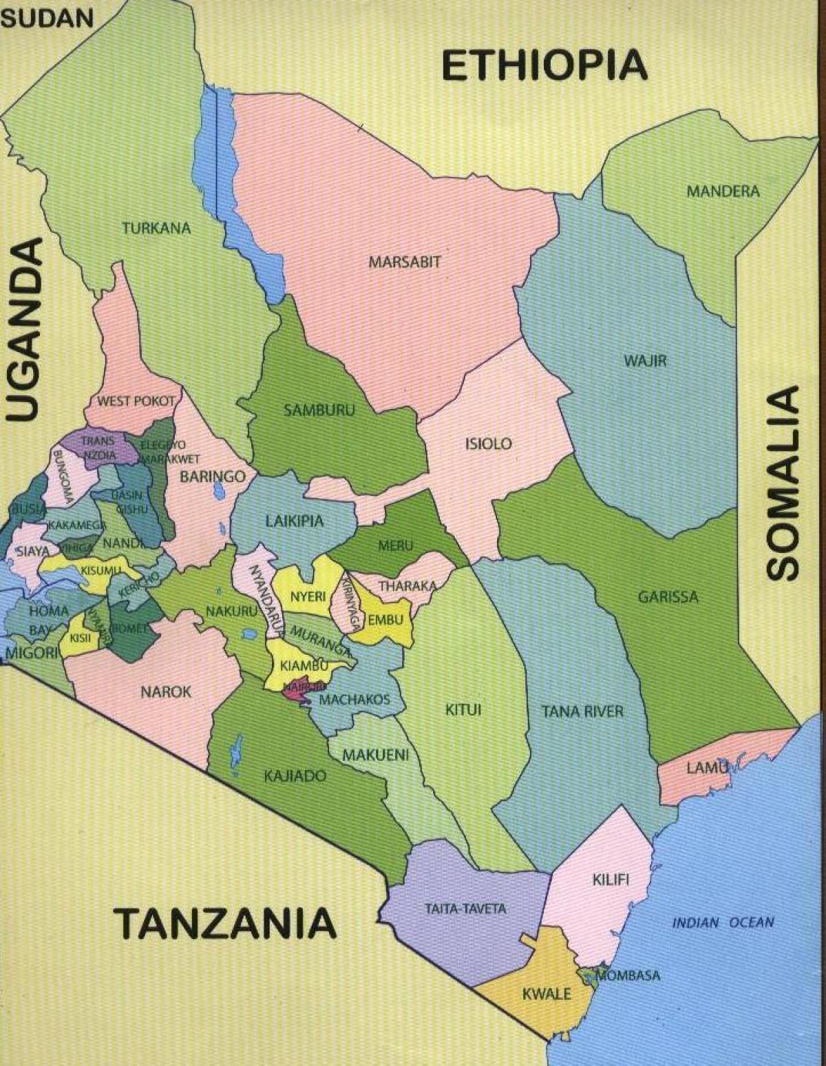 amter i Kenya kort