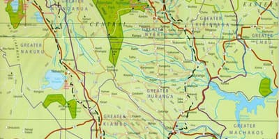 Kort over det centrale Kenya