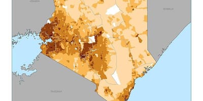 Kenya befolkningstæthed kort