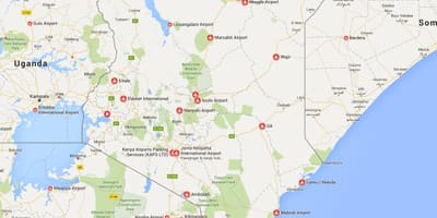 Kort over Kenya lufthavne