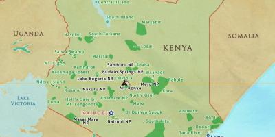 Kort Kenyas nationalparker og reservater