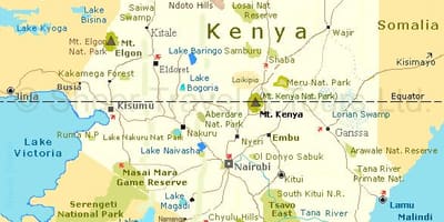 Kenya turistattraktioner kort