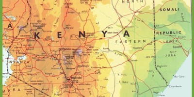 Kort over Kenya viser byer