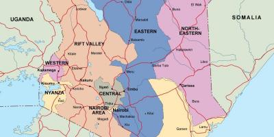 Kort over politiske kort i Kenya