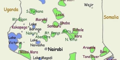 Kort over søer i Kenya